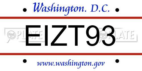 EIZT93 District Of Columbia License Plate