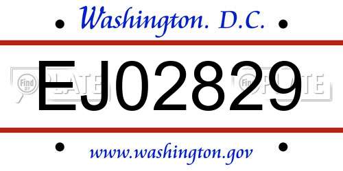 EJ02829 District Of Columbia License Plate