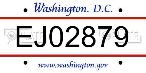 EJ02879 District Of Columbia License Plate