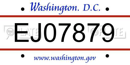 EJ07879 District Of Columbia License Plate