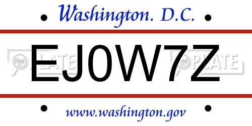 EJ0W7Z District Of Columbia License Plate