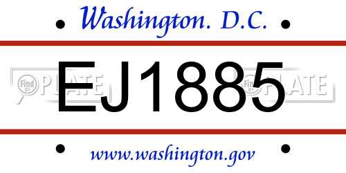 EJ1885 District Of Columbia License Plate