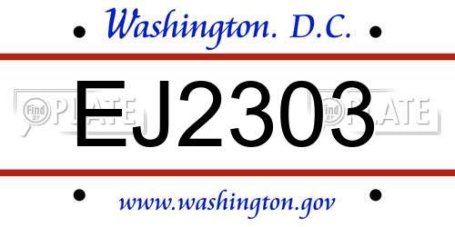 EJ2303 District Of Columbia License Plate