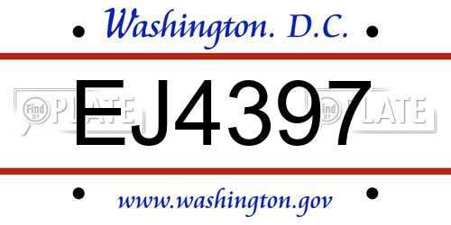 EJ4397 District Of Columbia License Plate