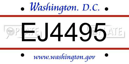 EJ4495 District Of Columbia License Plate