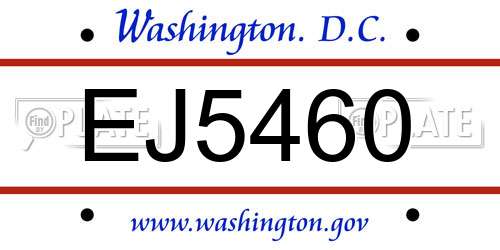 EJ5460 District Of Columbia License Plate