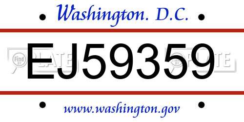 EJ59359 District Of Columbia License Plate