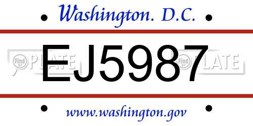 EJ5987 District Of Columbia License Plate