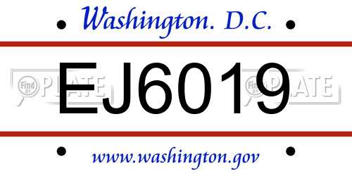 EJ6019 District Of Columbia License Plate