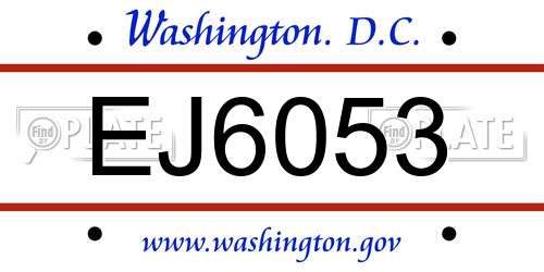 EJ6053 District Of Columbia License Plate