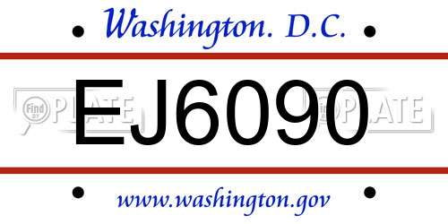 EJ6090 District Of Columbia License Plate