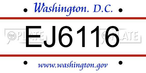 EJ6116 District Of Columbia License Plate
