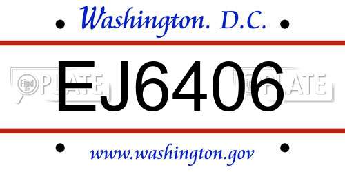 EJ6406 District Of Columbia License Plate