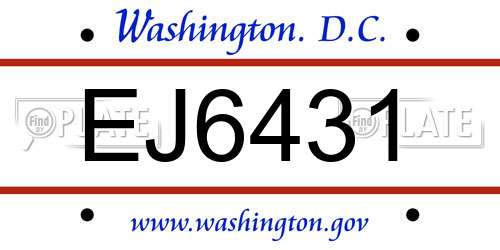 EJ6431 District Of Columbia License Plate