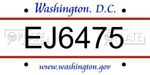 EJ6475 District Of Columbia License Plate