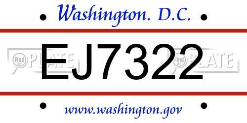 EJ7322 District Of Columbia License Plate
