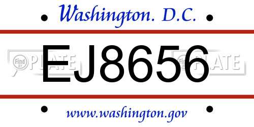 EJ8656 District Of Columbia License Plate