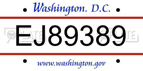 EJ89389 District Of Columbia License Plate