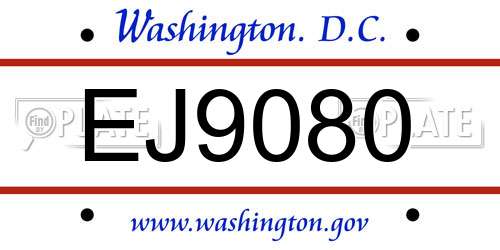 EJ9080 District Of Columbia License Plate