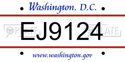 EJ9124 District Of Columbia License Plate