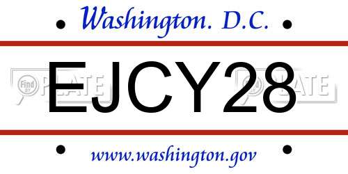 EJCY28 District Of Columbia License Plate