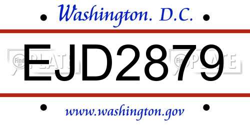 EJD2879 District Of Columbia License Plate