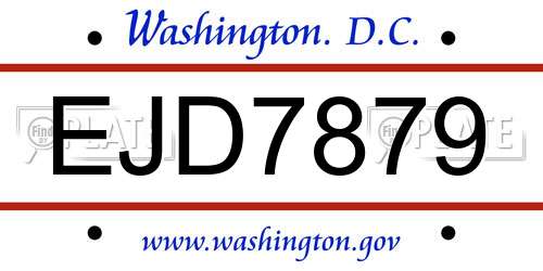 EJD7879 District Of Columbia License Plate