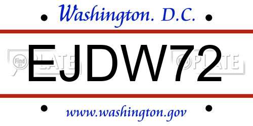 EJDW72 District Of Columbia License Plate