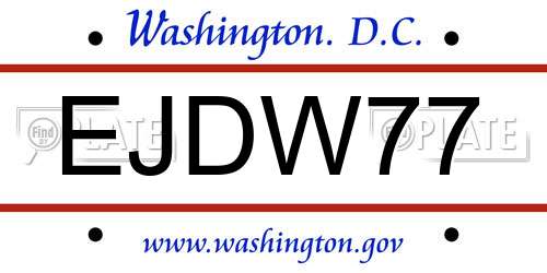 EJDW77 District Of Columbia License Plate