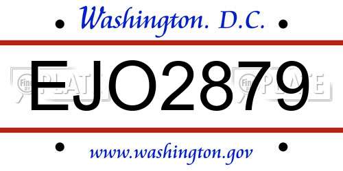 EJO2879 District Of Columbia License Plate
