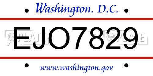 EJO7829 District Of Columbia License Plate