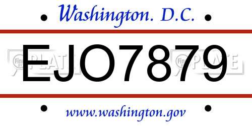 EJO7879 District Of Columbia License Plate