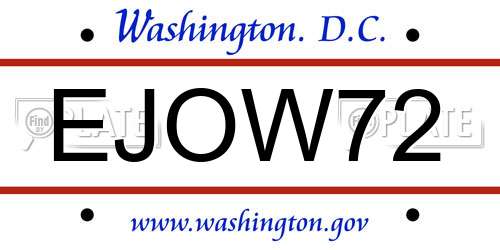 EJOW72 District Of Columbia License Plate