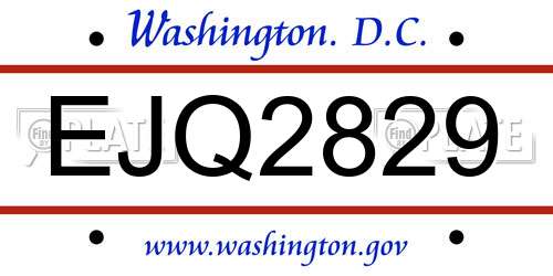 EJQ2829 District Of Columbia License Plate