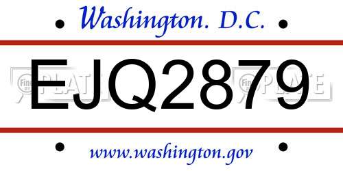EJQ2879 District Of Columbia License Plate