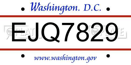 EJQ7829 District Of Columbia License Plate