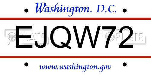 EJQW72 District Of Columbia License Plate