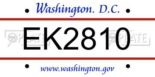 EK2810 District Of Columbia License Plate