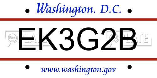EK3G2B District Of Columbia License Plate