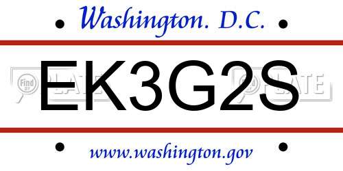 EK3G2S District Of Columbia License Plate