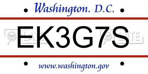 EK3G7S District Of Columbia License Plate