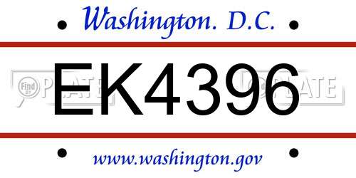 EK4396 District Of Columbia License Plate