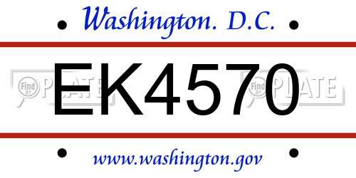 EK4570 District Of Columbia License Plate