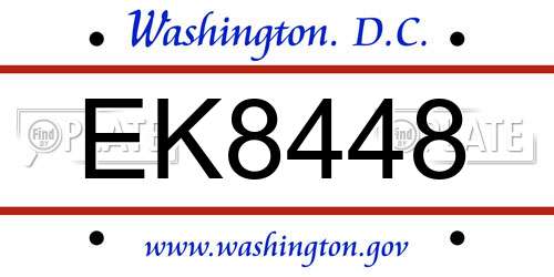 EK8448 District Of Columbia License Plate