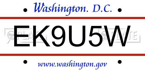 EK9U5W District Of Columbia License Plate