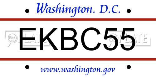 EKBC55 District Of Columbia License Plate
