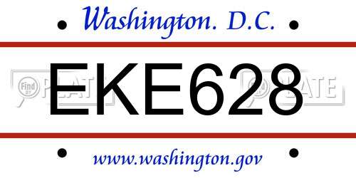 EKE628 District Of Columbia License Plate