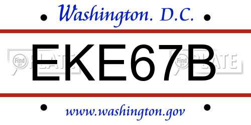 EKE67B District Of Columbia License Plate