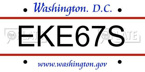 EKE67S District Of Columbia License Plate