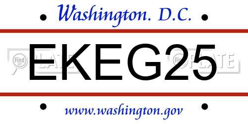 EKEG25 District Of Columbia License Plate